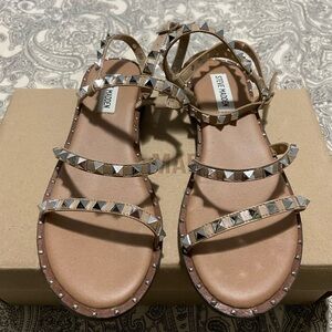 Steve Madden Tan Studded Sandals with Ankle Strap